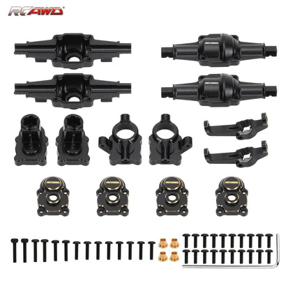 RCAWD FMS FCX24 RCAWD FCX24 Aluminum Front Rear Axles Housing Set with Brass Steering Hub Carrier