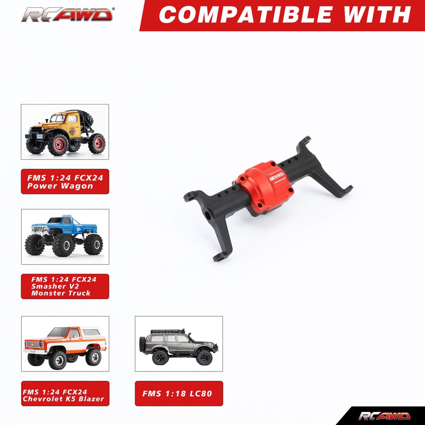 RCAWD FMS FCX24 RCAWD FCX24 Front Rear Differential Portal Axles Housing