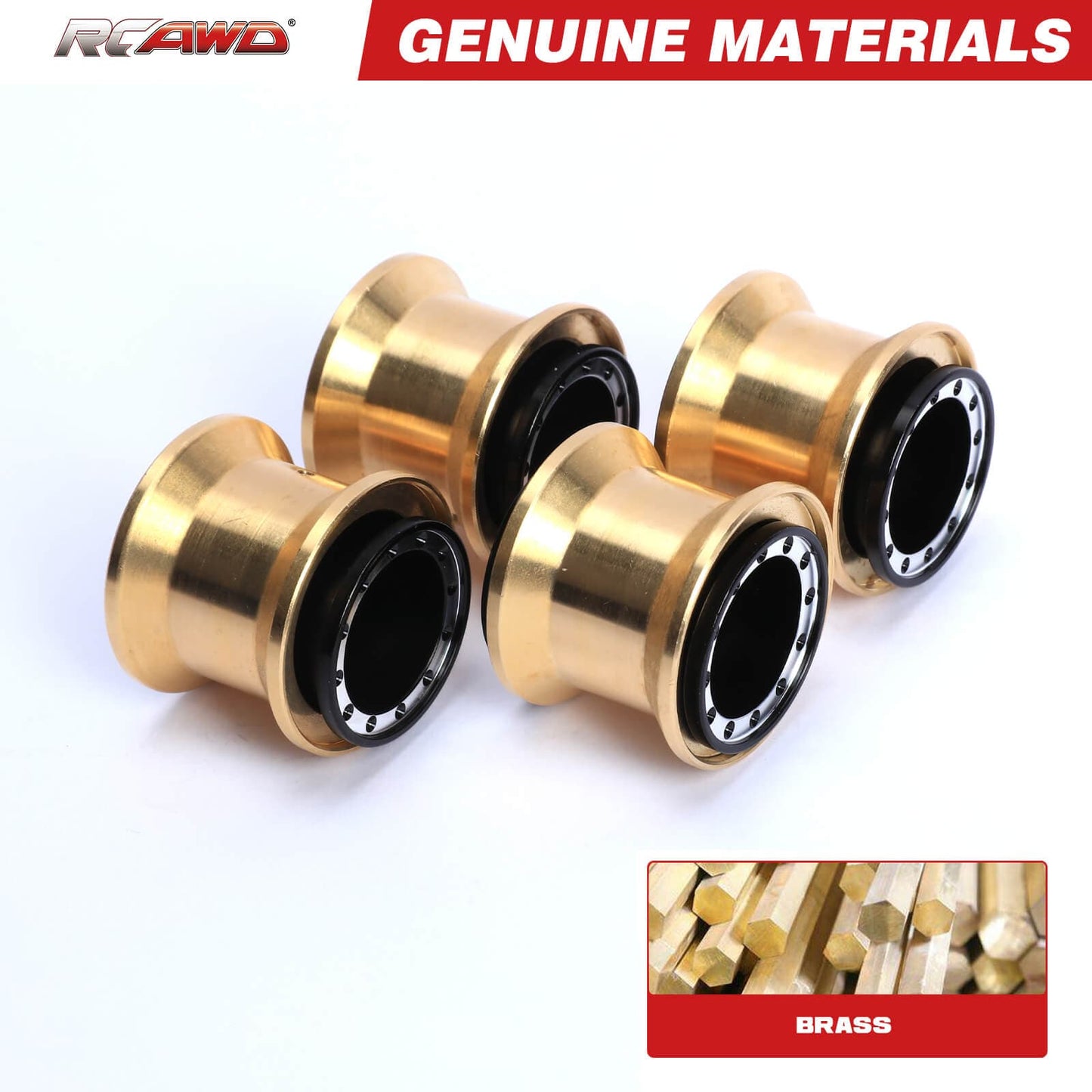 RCAWD FMS FCX24 RCAWD FCX24 Monster Truck 1.0" Beadlock Wheels with Brass Weights Rings