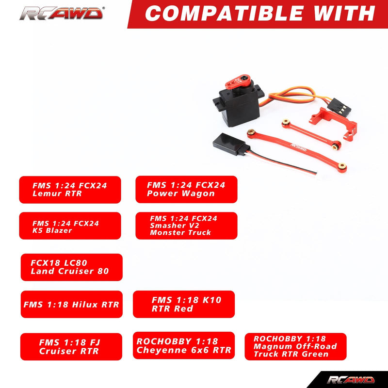 RCAWD FMS FCX24 RCAWD FCX24 Servo Upgrades complete set RC Servo Mounts & 1kg Servo & Steering Links & 21T Servo Arm Set