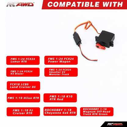 RCAWD FMS FCX24 RCAWD FCX24 Upgrade Servo Set Full Metal Gear & 21T Servo Arm Set