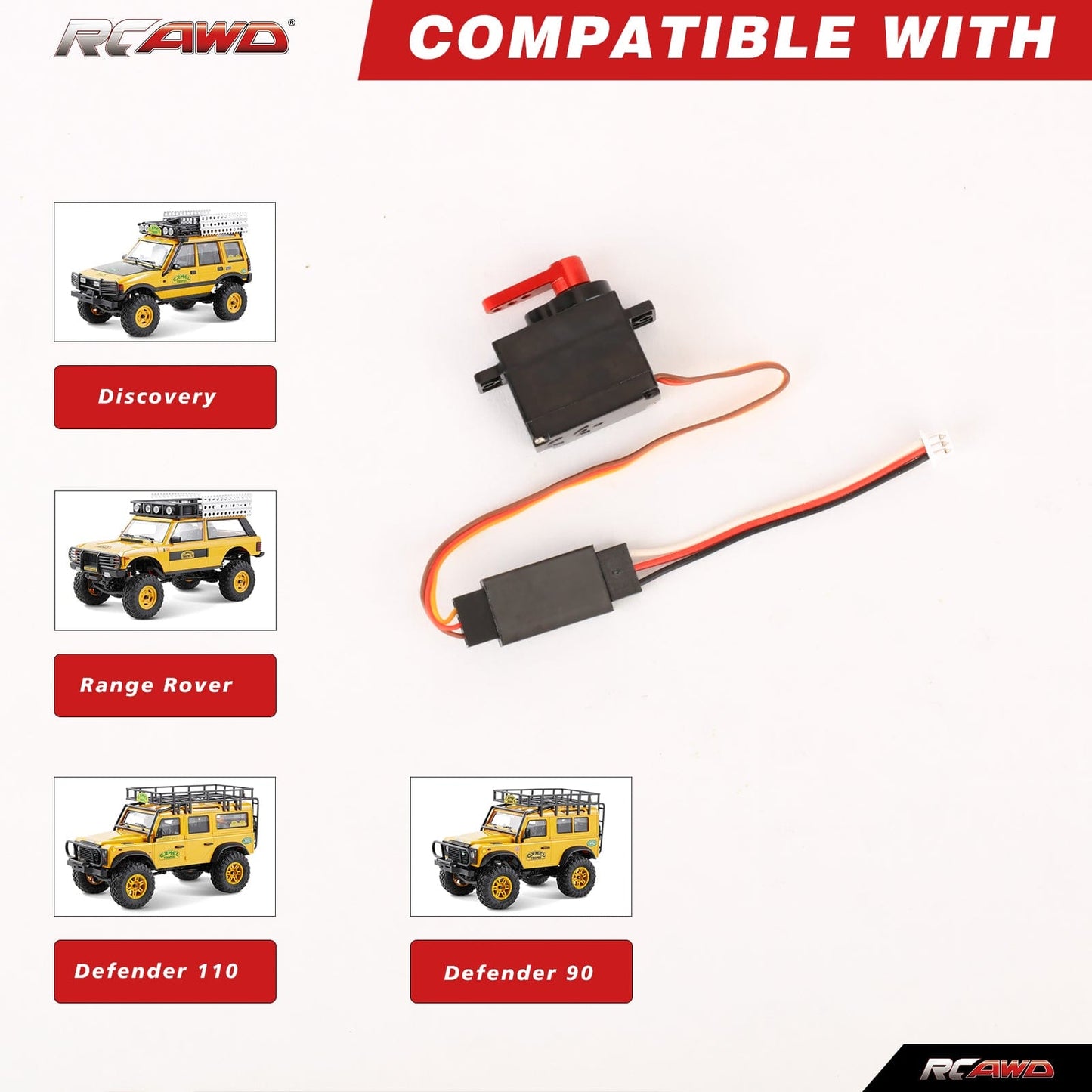 RCAWD FMS FCX24 RCAWD FCX24M Servo Set with 15T Metal Servo Arm Full Metal Gear Servo JR to ZH1.25 Adapter Wire