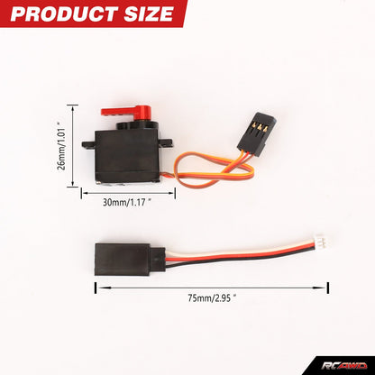 RCAWD FMS FCX24 RCAWD FCX24M Servo Set with 15T Metal Servo Arm Full Metal Gear Servo JR to ZH1.25 Adapter Wire