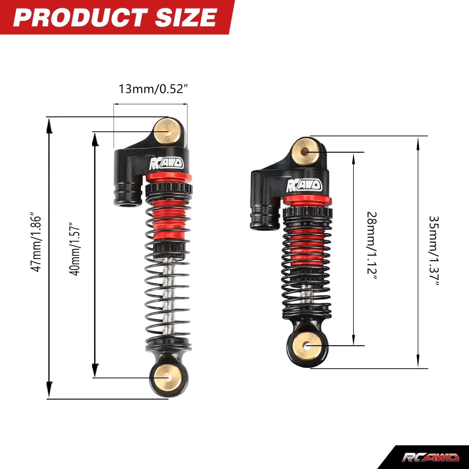 RCAWD FMS FCX24 RCAWD FMS FCX24 47mm Oil Filled Shock Absorber Damper C-C3002R