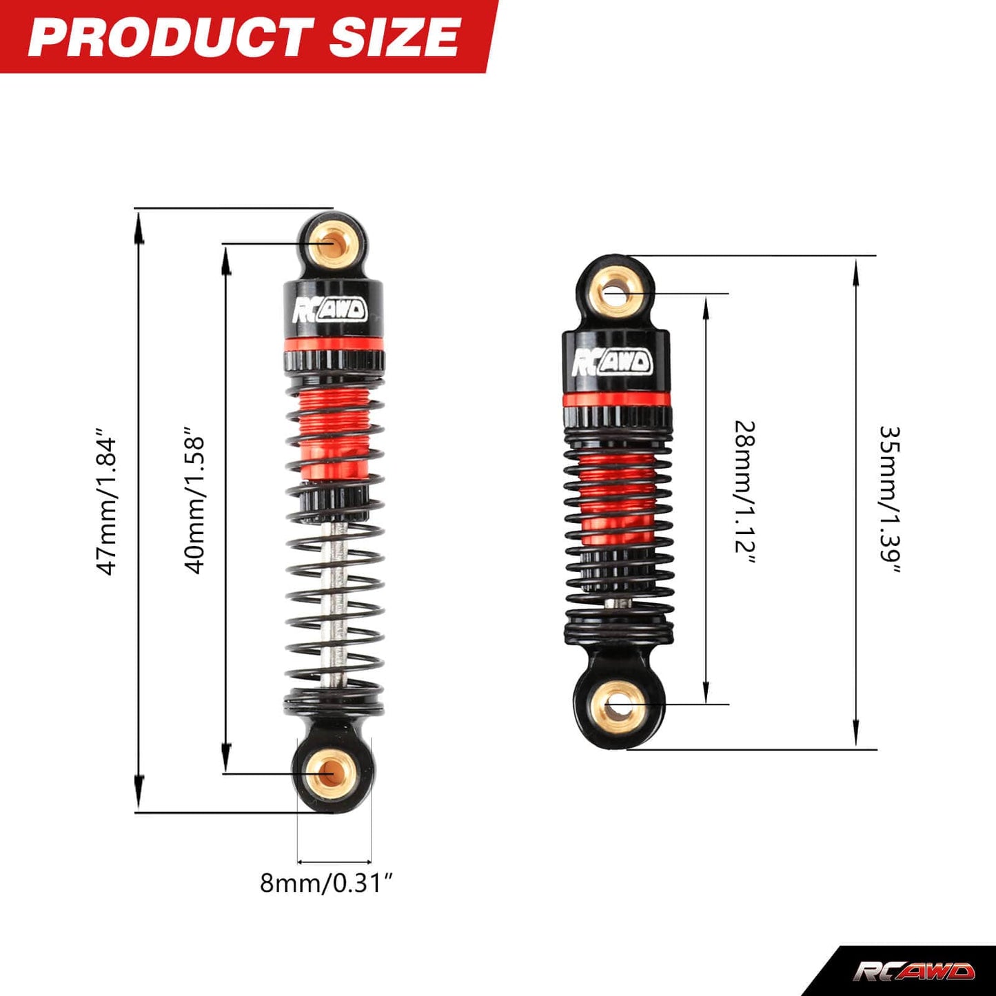 RCAWD FMS FCX24 RCAWD FMS FCX24 Damper Shock Absorber Oil filled Type 47mm