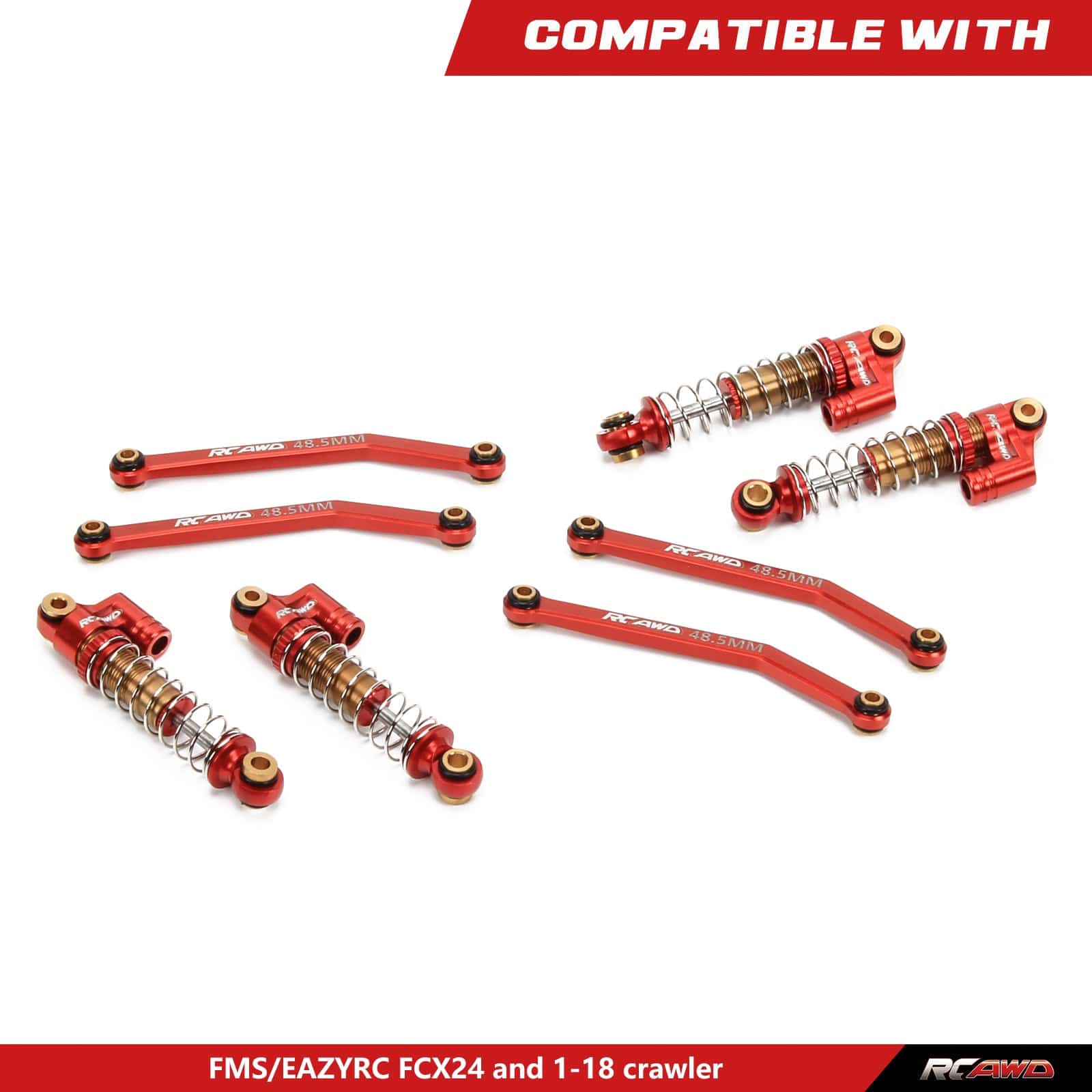 キングダム　デッキ調整パーツ赤青黄　4コン　SRセミコンプ RCAWD FMS FCX24 Shocks Absorber Oil-Filled Type with 48.5mm Links