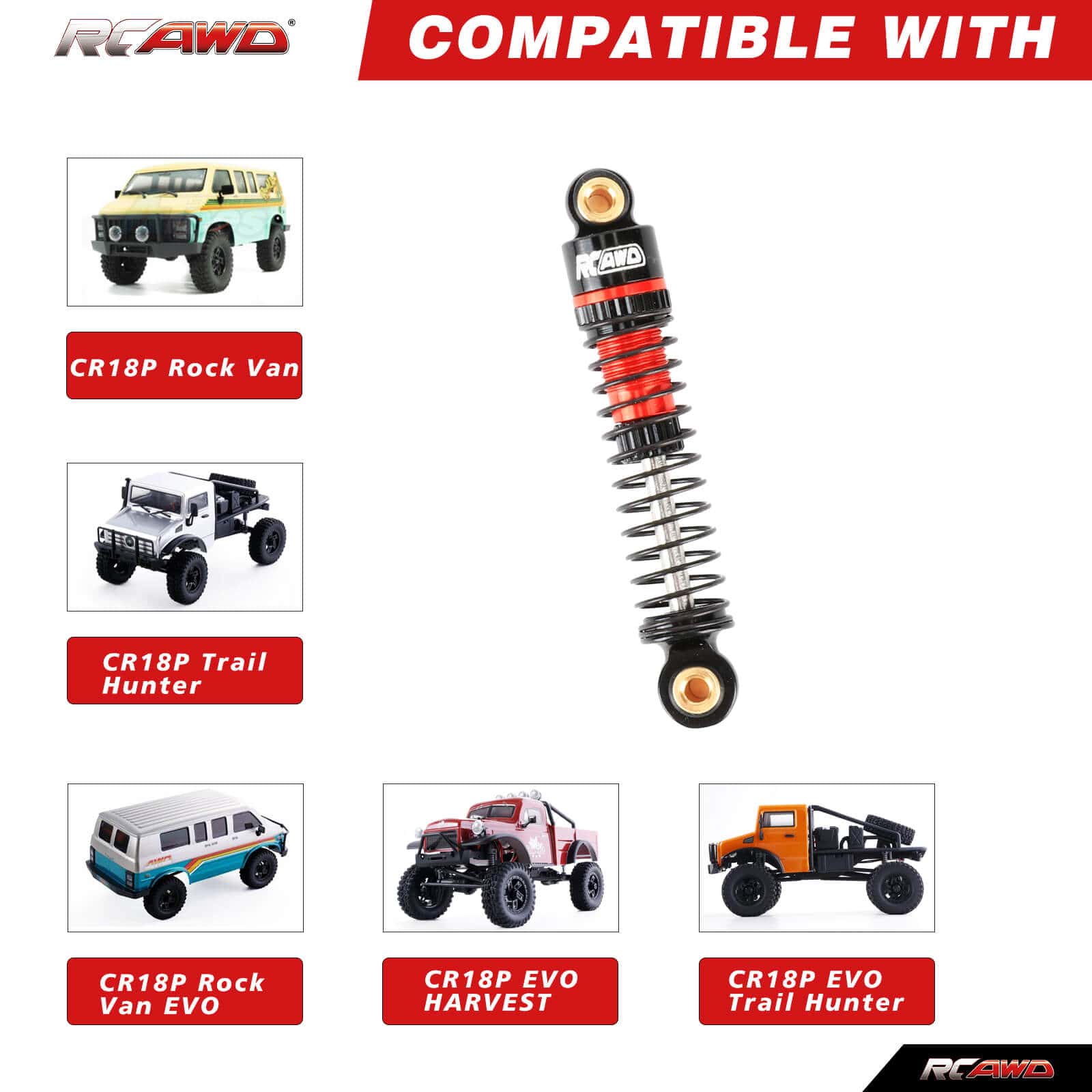 RCAWD FMS FCX24 RCAWD FMS FCX24 Upgrades 47mm Damper Shock Absorber Oil filled Type