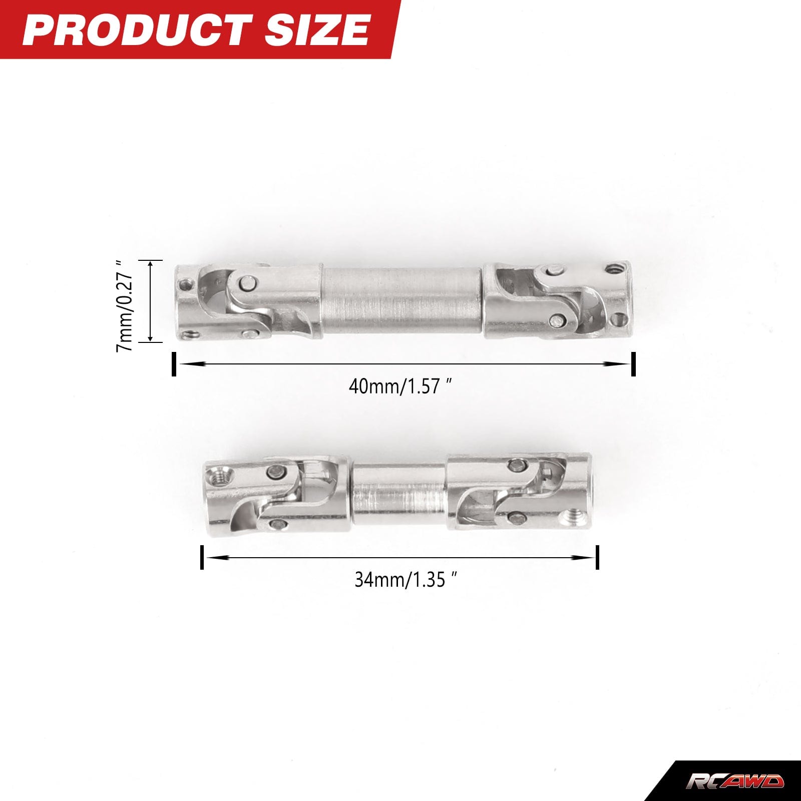 RCAWD FMS FCX24 RCAWD FMS FCX24M Steel Driveshaft Heavy Duty Drive Shaft with 2pcs