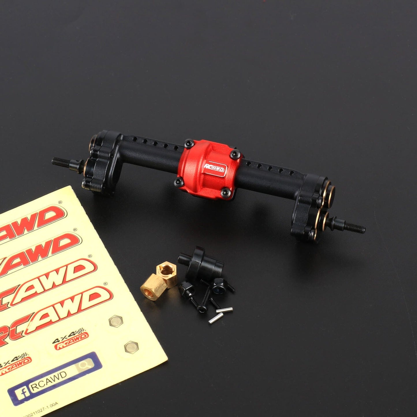 RCAWD FMS FCX24 Rear Portal Axle / Black RCAWD FCX24 Differential Portal Axles Complete Set with Diff Locker D6-C3112