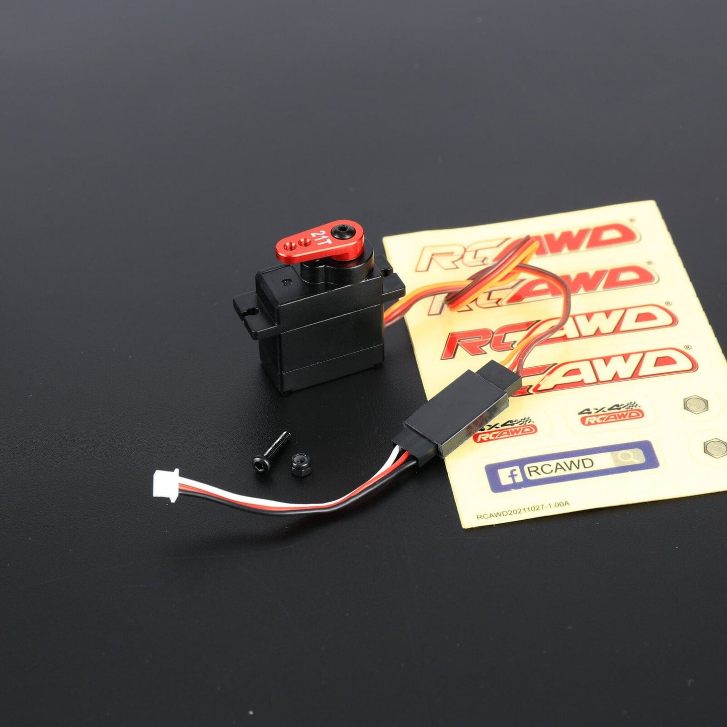 RCAWD FMS FCX24 Red RCAWD FCX24 Upgrade Servo Set Full Metal Gear & 21T Servo Arm Set