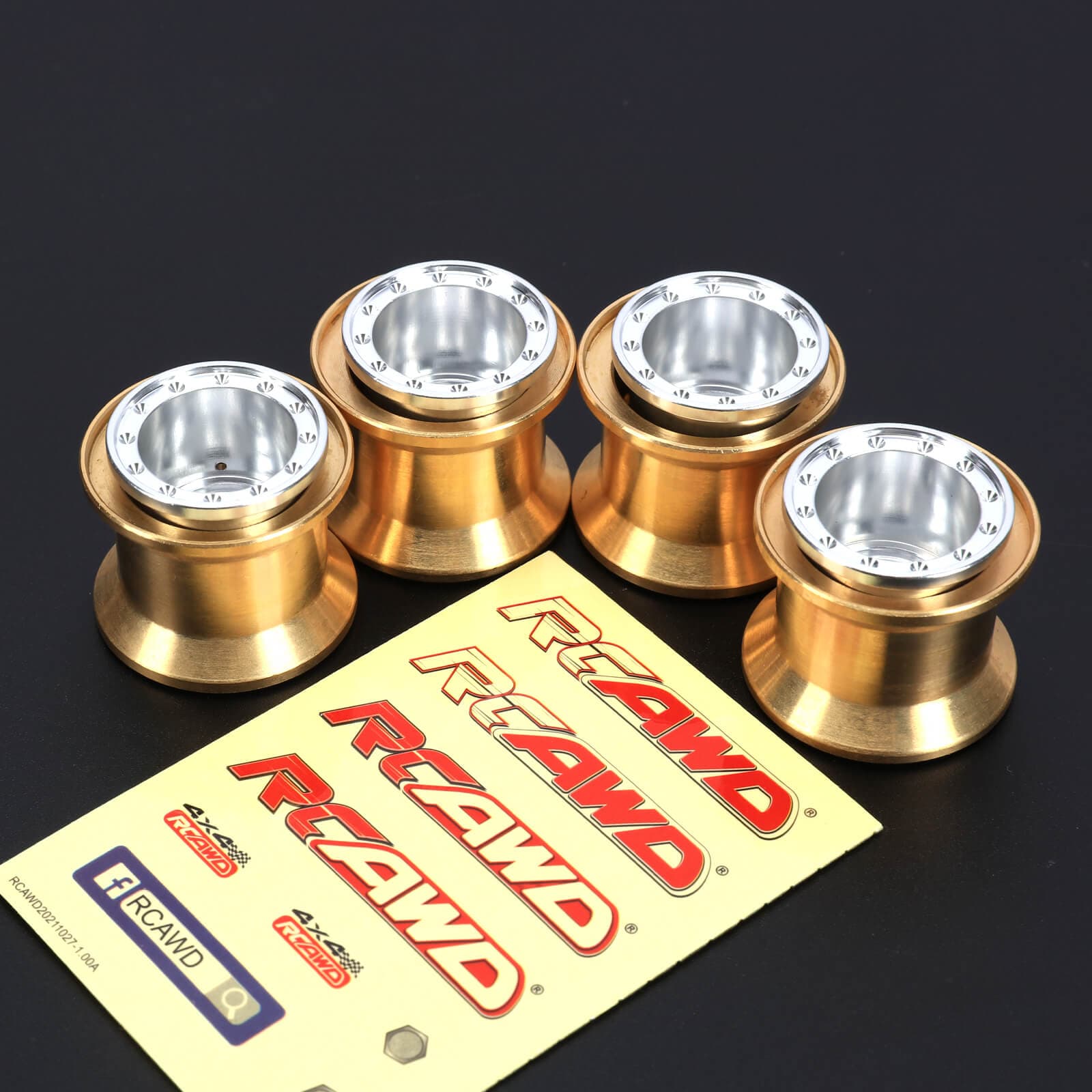 RCAWD FMS FCX24 Silver RCAWD Upgrades 1.0'' Beadlock Wheel with Brass Weights Ring for 1/24 FMS FCX24