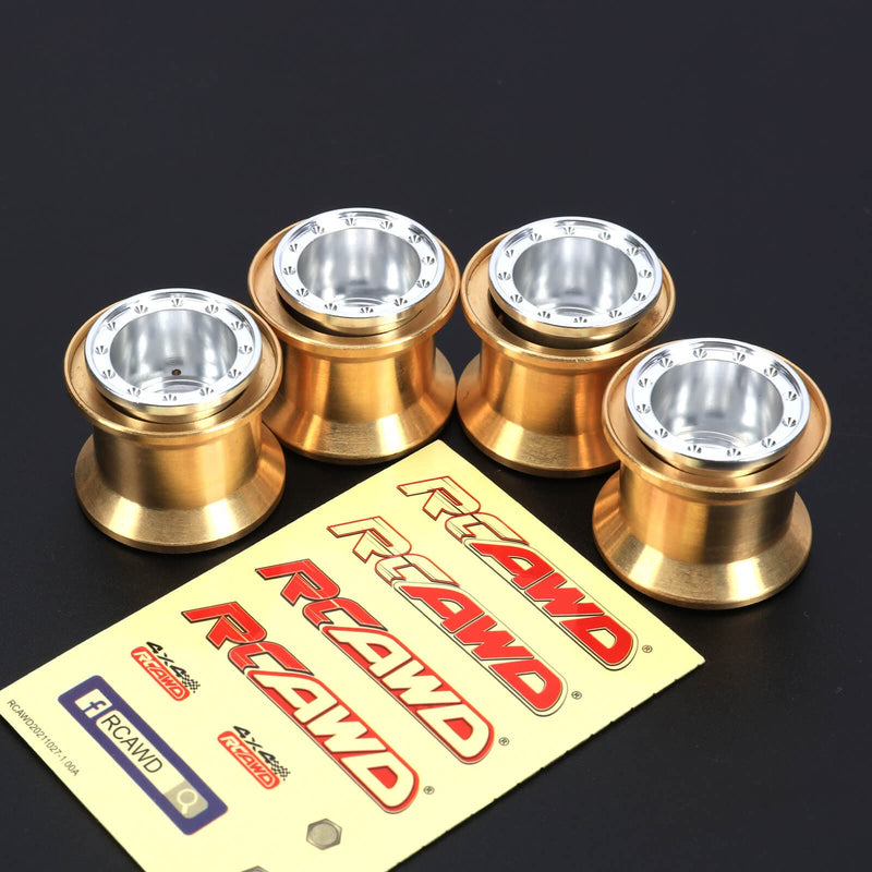RCAWD 1.0'' Beadlock Monster Truck Wheel with Brass Weights Ring for 1/24 FMS FCX24 - RCAWD