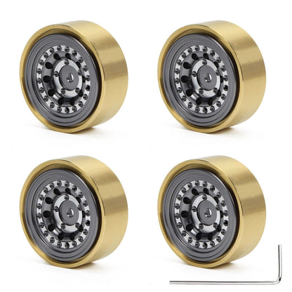 RCAWD FMS FCX24 TI RCAWD 1.3'' Beadlock Wheel with Brass Weights Ring for 1/24 FMS FCX24 312g/set