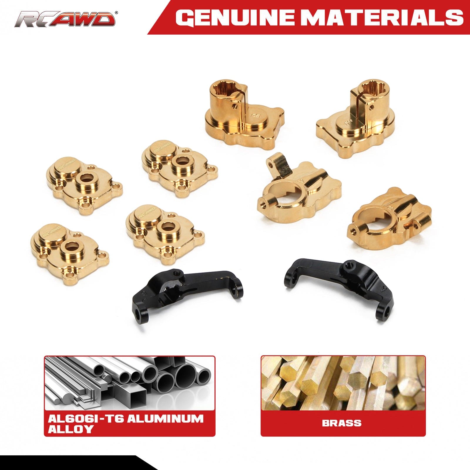 RCAWD FMS FCX24 Upgrades Brass Front and Rear Alloy Axles Housing Full Set D3 - C3017 - RCAWD