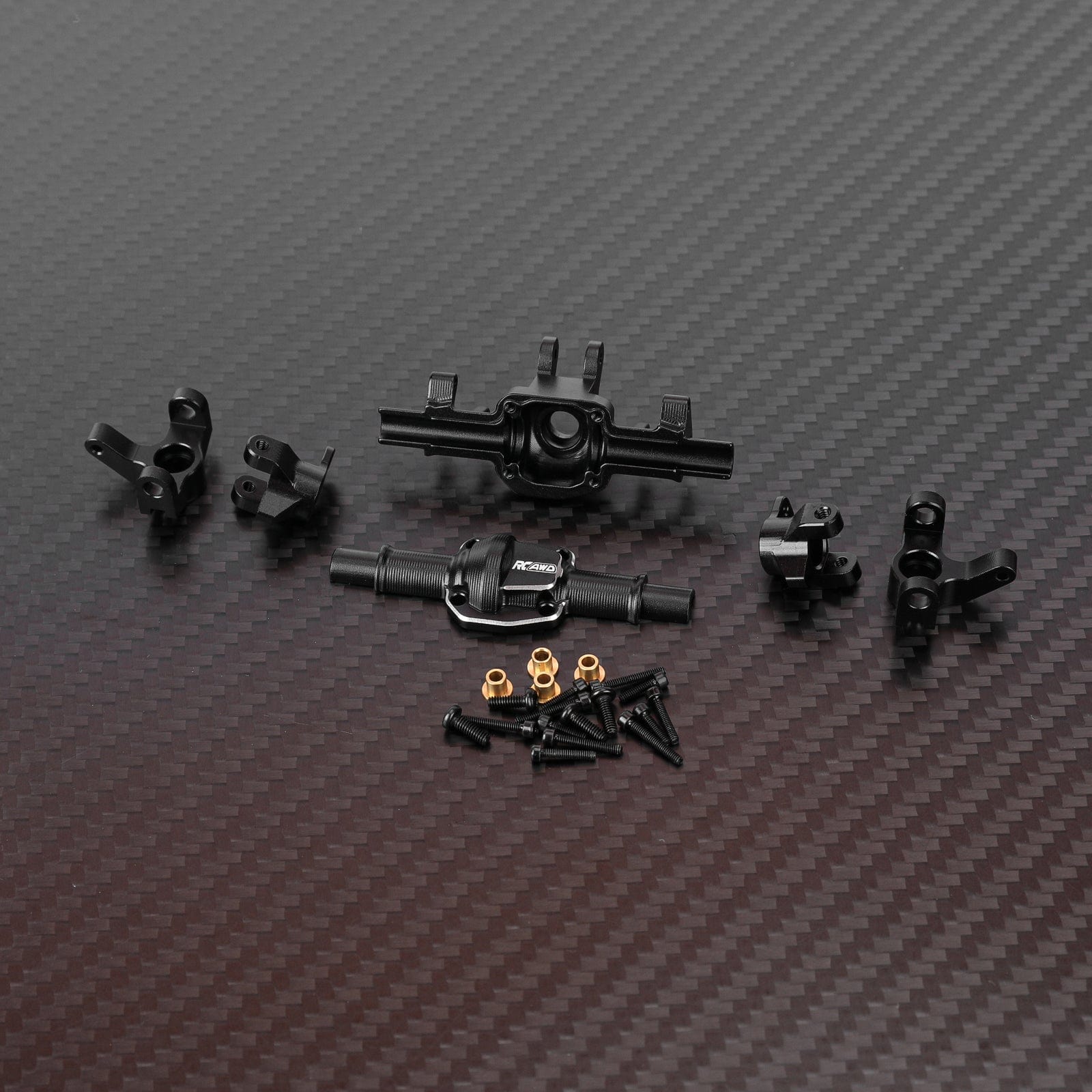 RCAWD FMS FCX24M Front Axle Housing Set / Black RCAWD FCX24M Front Rear Axle Housing Kit with Steering cup