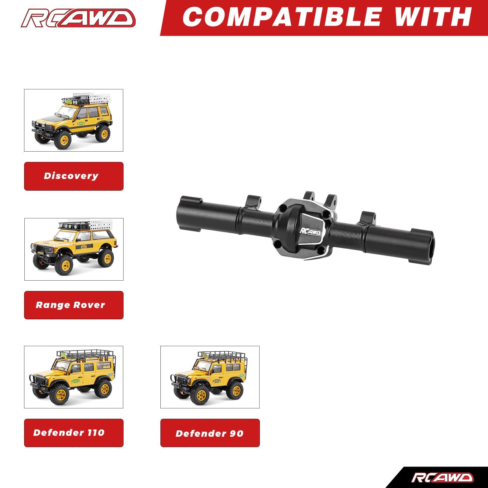 RCAWD FCX24M Front Rear Axle Housing Kit with Steering cup