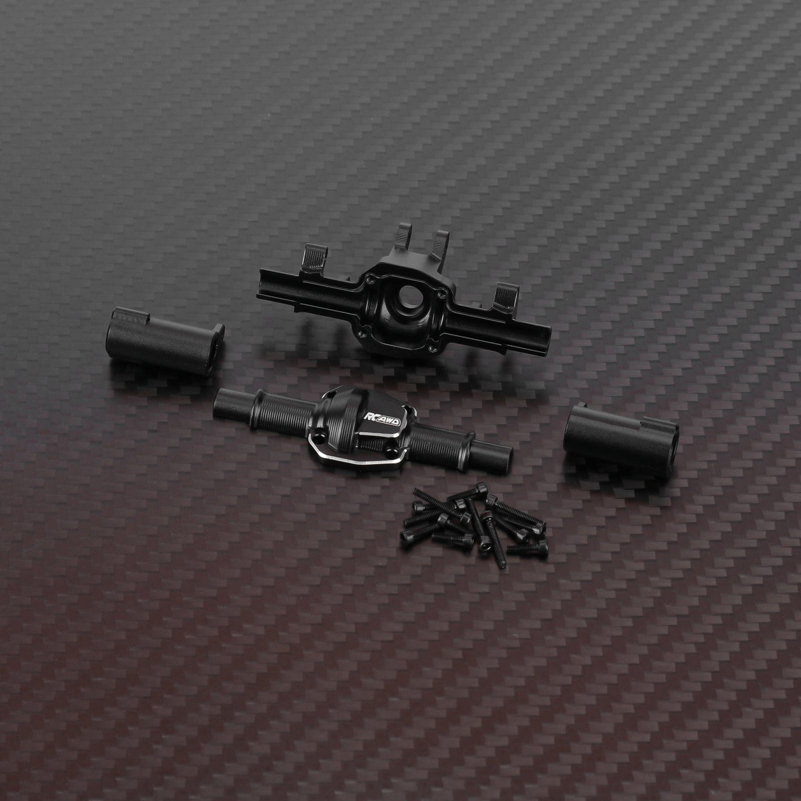 RCAWD FMS FCX24M Rear Axle Housing Set / Black RCAWD FCX24M Front Rear Axle Housing Kit with Steering cup