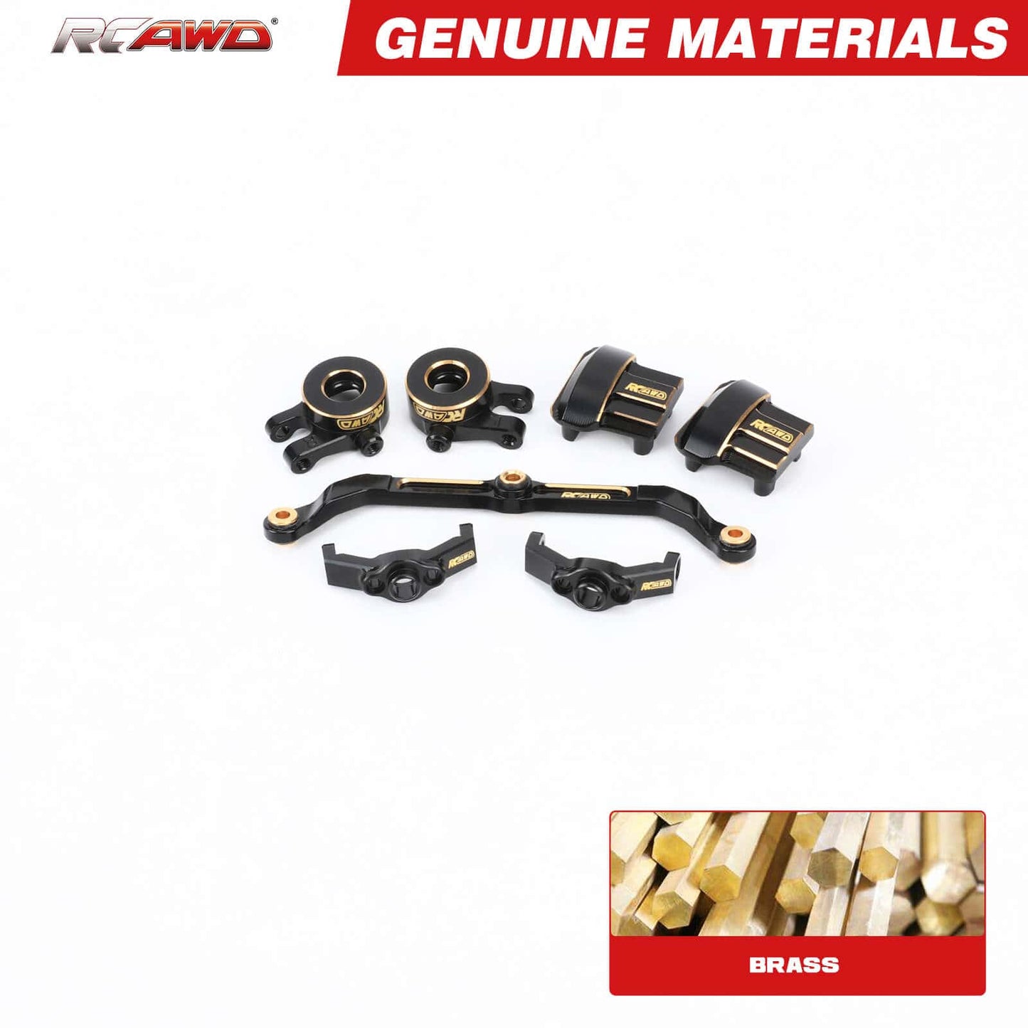 RCAWD Full Brass Upgraded Steering Set with F/R Axle Housing for Trx4m Upgrades - RCAWD