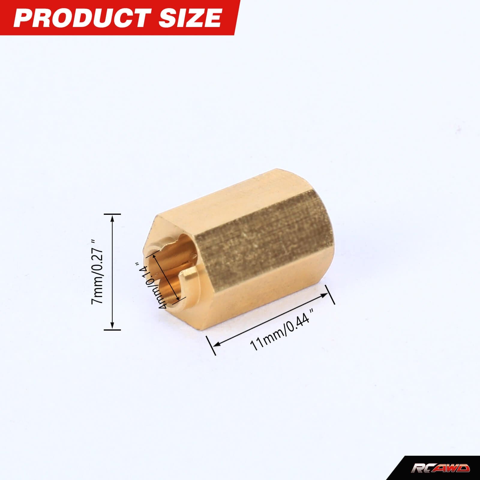 RCAWD H7*10mm Extend Width Brass Wheel Hex for Trx4m Upgrades - RCAWD