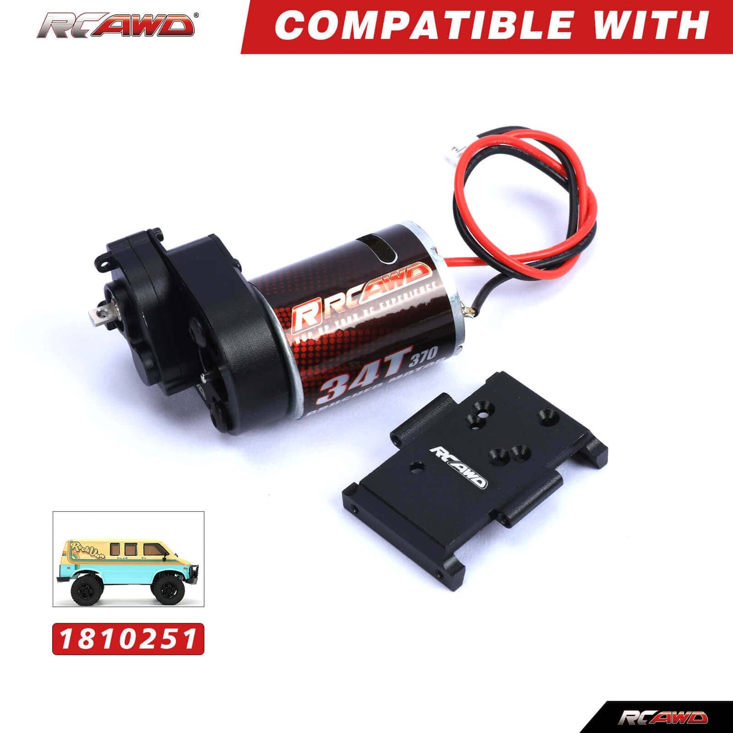 RCAWD HobbyPlus CR18 370 Motor 34T Metal Gearbox Combo Transmission Set 240300 - RCAWD