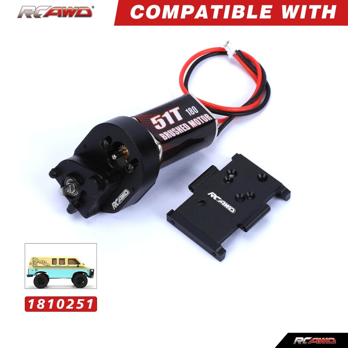 RCAWD HobbyPlus CR18 Black RCAWD 1/18 HobbyPlus CR18 Upgrades 180 Motor 51T Metal Gearbox Combo Transmission 240301