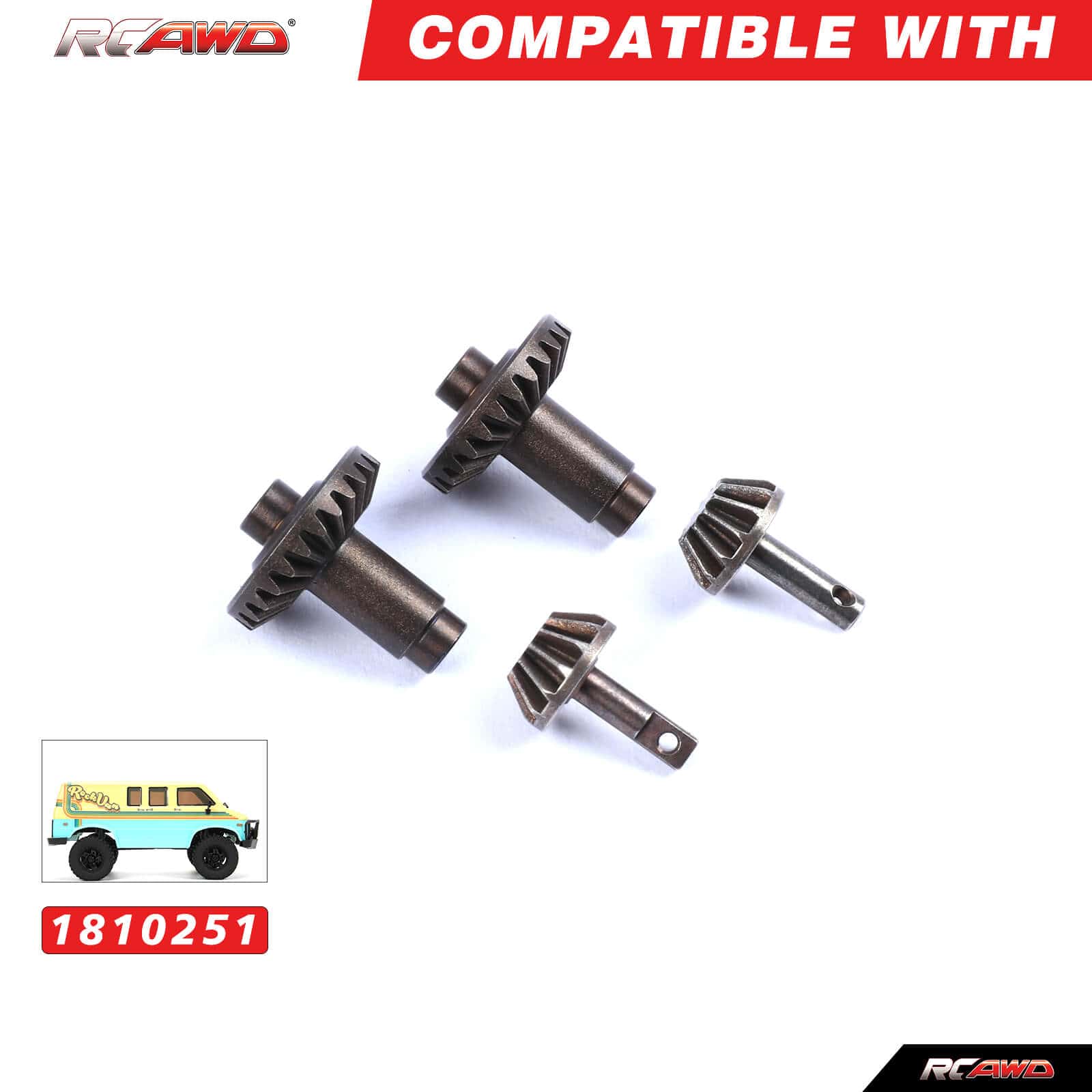 RCAWD HobbyPlus CR18 Black RCAWD Axial HobbyPlus CR18 Upgrades Front and Rear Portal Axles Gears
