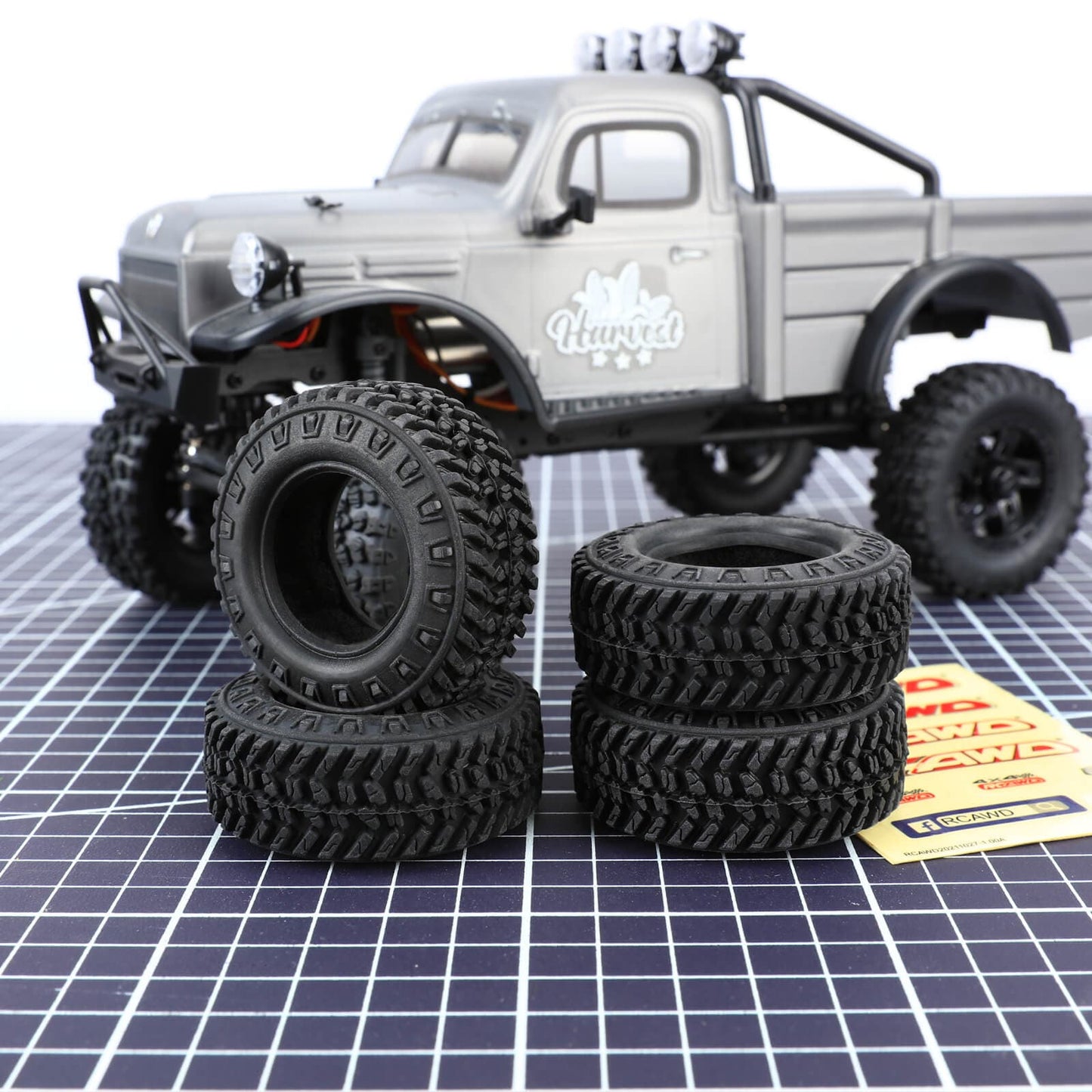 RCAWD HobbyPlus CR18 Blue RCAWD HobbyPlus CR18 Upgrades 55mm 1.2'' Small Gravel Tires for CR18P Rock Van