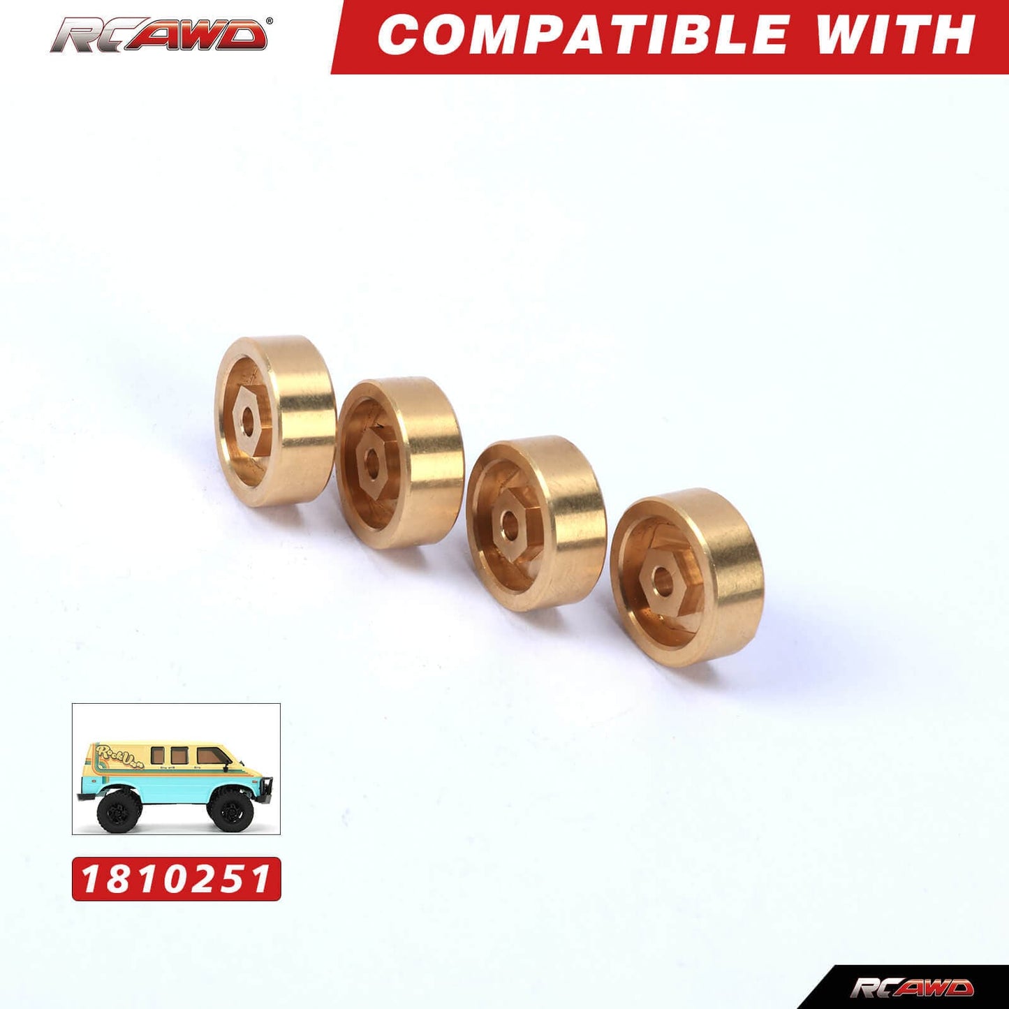 RCAWD HobbyPlus CR18 Golden RCAWD HobbyPlus CR18 Upgrades 7mm Brass Wheel Hex Hub for 1/18 Rock Van & Trail Hunter