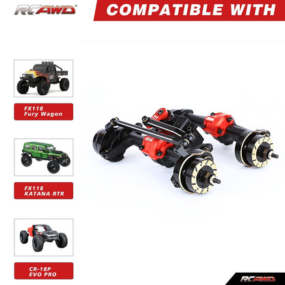 RCAWD HobbyPlus CR18 Portal Axles Widen 10mm with Brass Hex - RCAWD