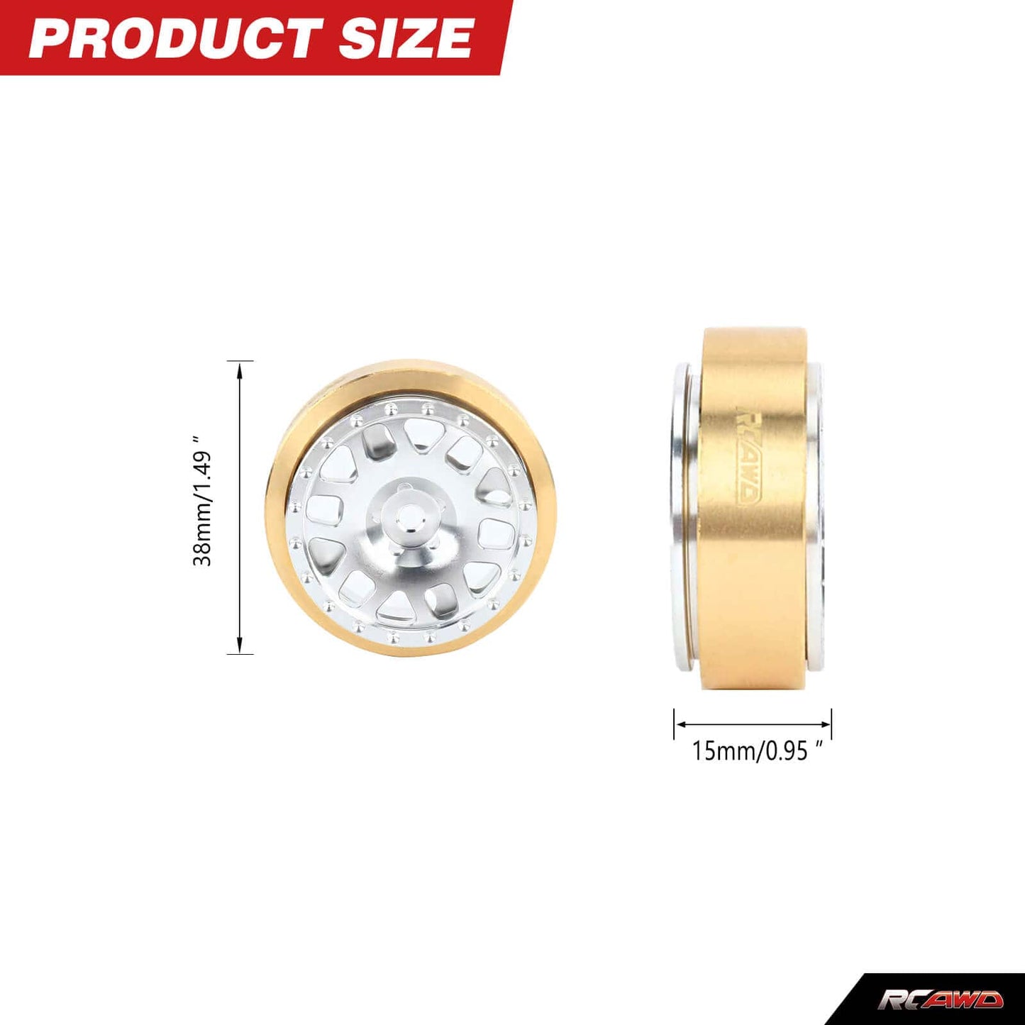 RCAWD HobbyPlus CR18 RCAWD 1/18 HobbyPlus CR18 Upgrades 1.2” Aluminum Wheel with Brass Counterweight Ring