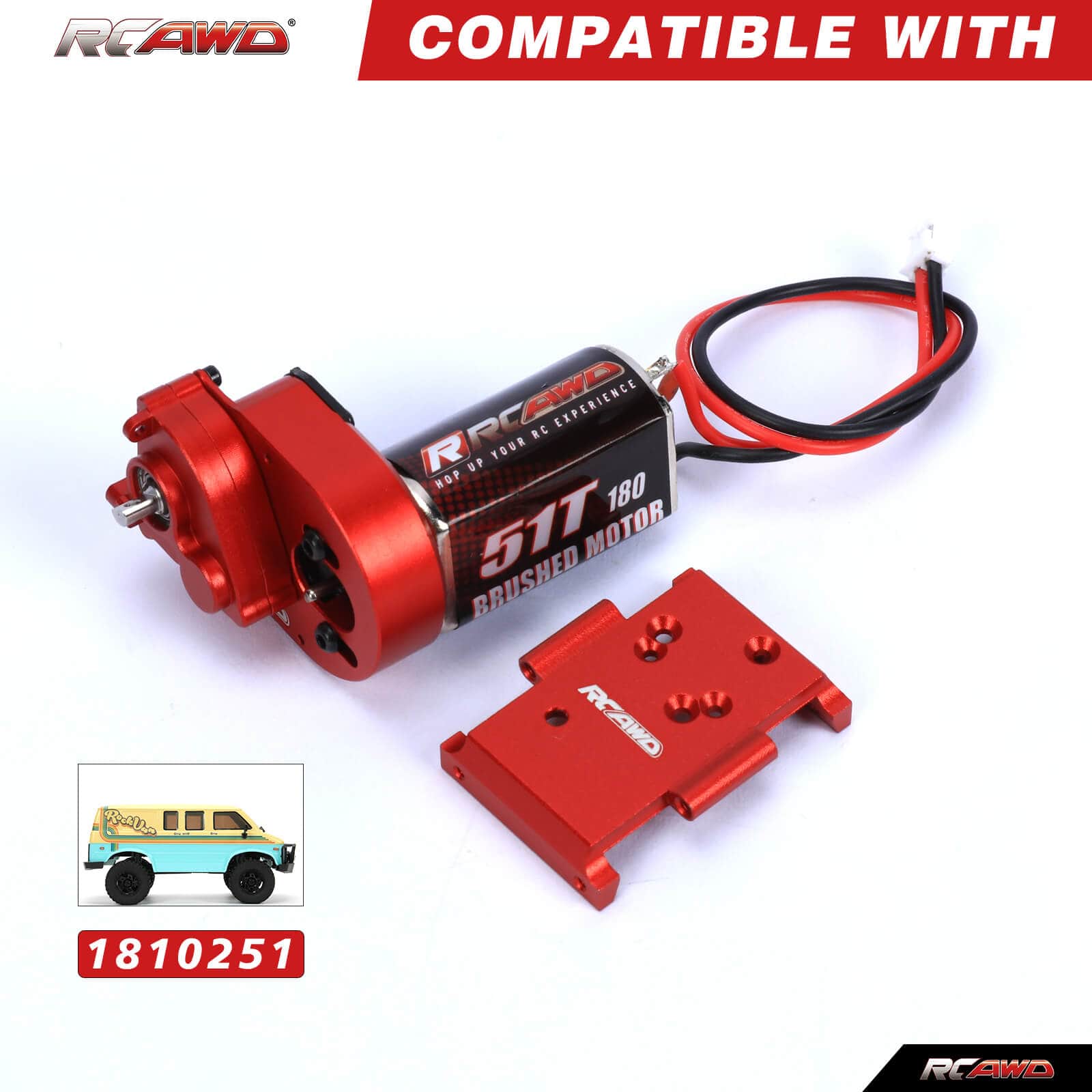 RCAWD HobbyPlus CR18 RCAWD 1/18 HobbyPlus CR18P Upgrades 180 Motor 51T Metal Gearbox Combo Transmission 240301