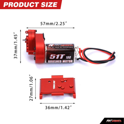 RCAWD HobbyPlus CR18 RCAWD 1/18 HobbyPlus CR18P Upgrades 180 Motor 51T Metal Gearbox Combo Transmission 240301