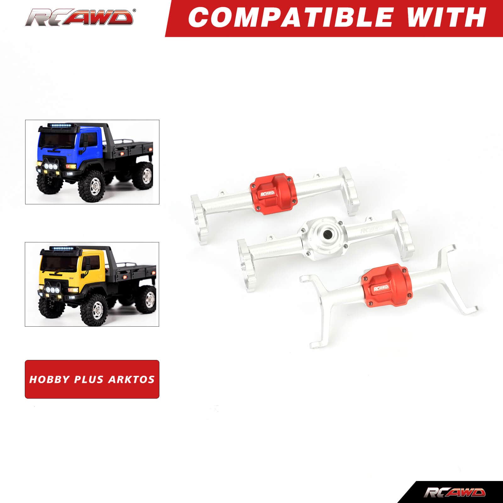 RCAWD HobbyPlus CR18 RCAWD Hobbyplus 1/18 ARKTOS Portal Axles Housing Set Front Center Rear