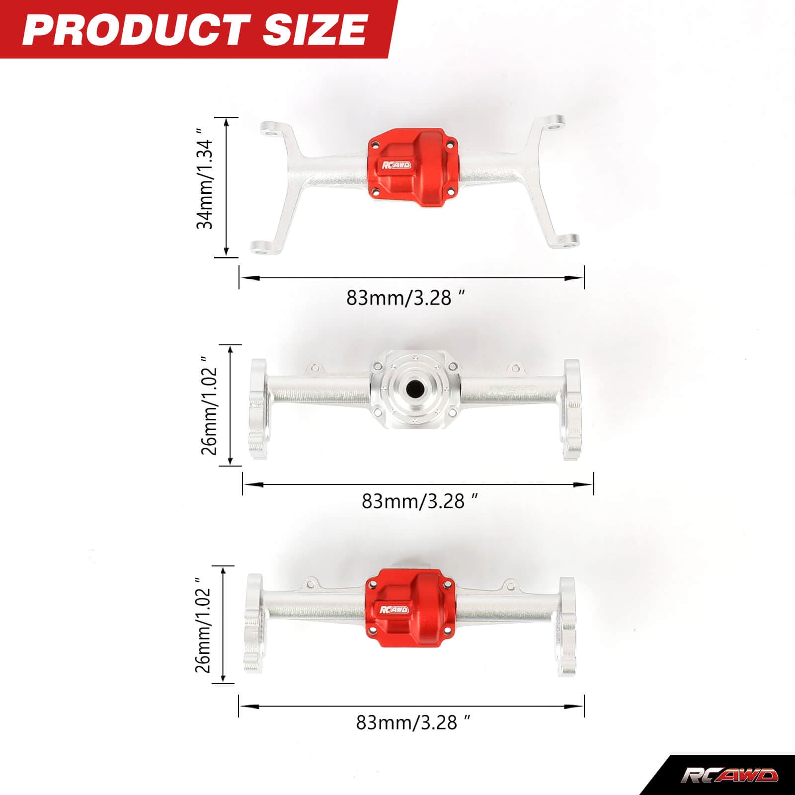RCAWD Hobbyplus 1/18 ARKTOS Front Center Rear Portal Axles Housing Set