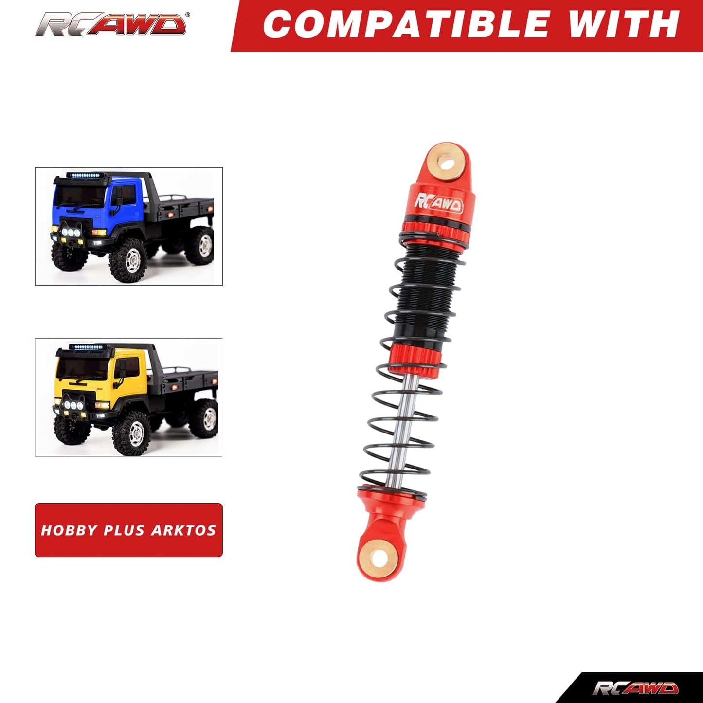 RCAWD HobbyPlus CR18 RCAWD Hobbyplus 1/18 ARKTOS Shocks Set with 12pc Springs 58mm Aluminum