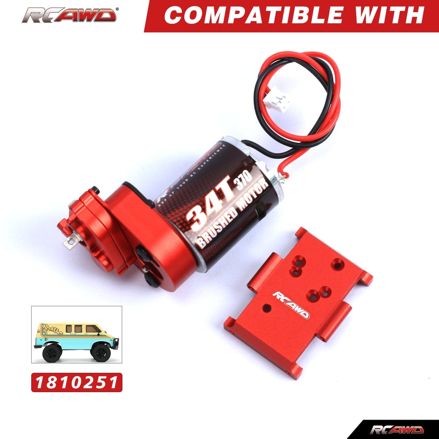 RCAWD HobbyPlus CR18 RCAWD HobbyPlus CR18 370 Motor 34T Metal Gearbox Combo Transmission Set 240300