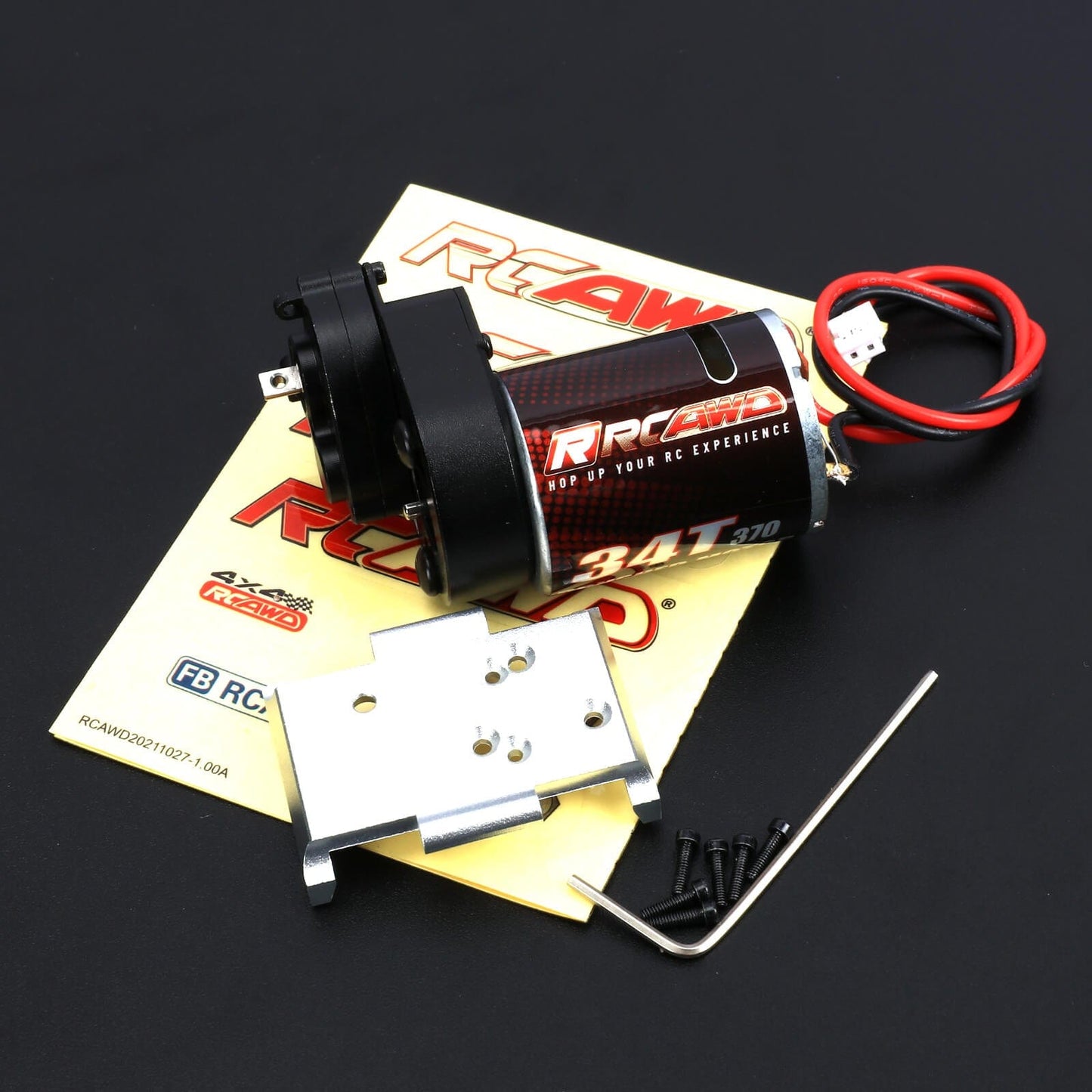 RCAWD HobbyPlus CR18 Silver RCAWD HobbyPlus CR18 370 Motor 34T Metal Gearbox Combo Transmission Set 240300