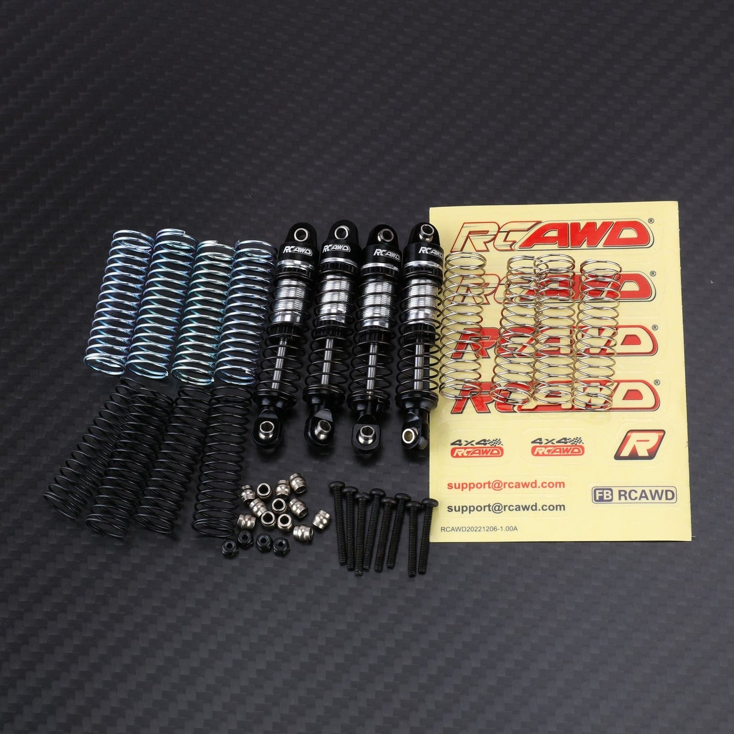 RCAWD HobbyPlus CR18P 59mm Front Rear Shock / Black RCAWD Furitek HobbyPlus CR18P Oil-filled Shock Absorbers Damper Set with 12/pc replacement Springs