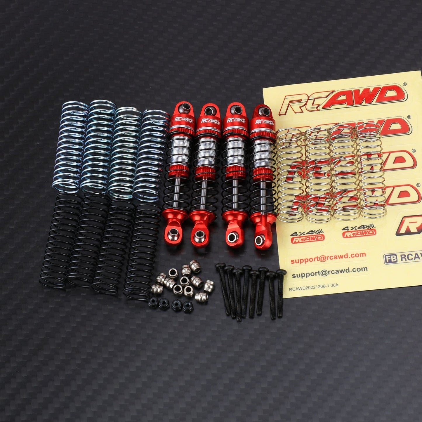 RCAWD HobbyPlus CR18P 59mm Front Rear Shock / Red RCAWD Furitek HobbyPlus CR18P Oil-filled Shock Absorbers Damper Set with 12/pc replacement Springs