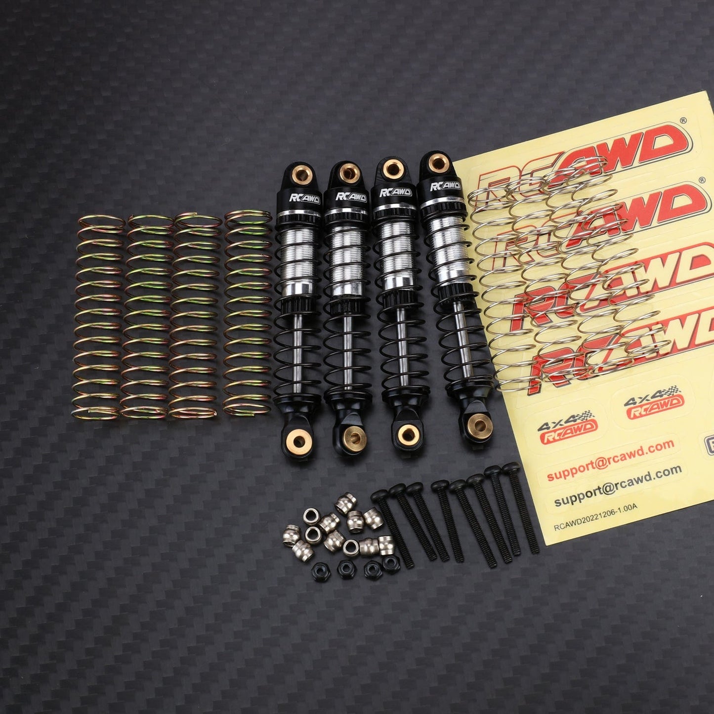 RCAWD HobbyPlus CR18P 66mm Front Rear Shock / Black RCAWD Furitek HobbyPlus CR18P Oil-filled Shock Absorbers Damper Set with 12/pc replacement Springs