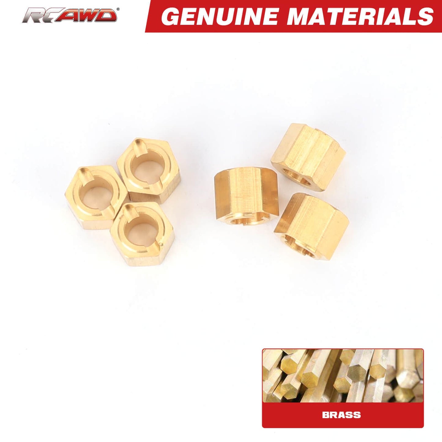 RCAWD HobbyPlus CR18P Brass Wheel Hex RCAWD Full Brass Wheel Hex For HobbyPlus 1/18 CR18P ARKTOS 6×6 Upgrade Parts