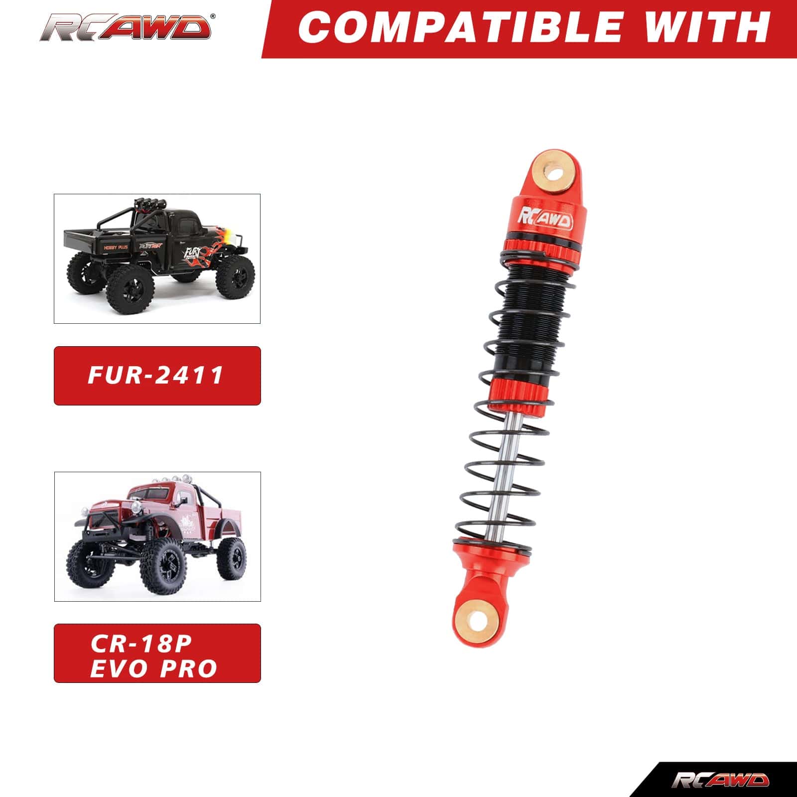 RCAWD HobbyPlus CR18P RCAWD CR18P Front Rear Shock Set for HobbyPlus 1/18 4WD Upgrade Parts