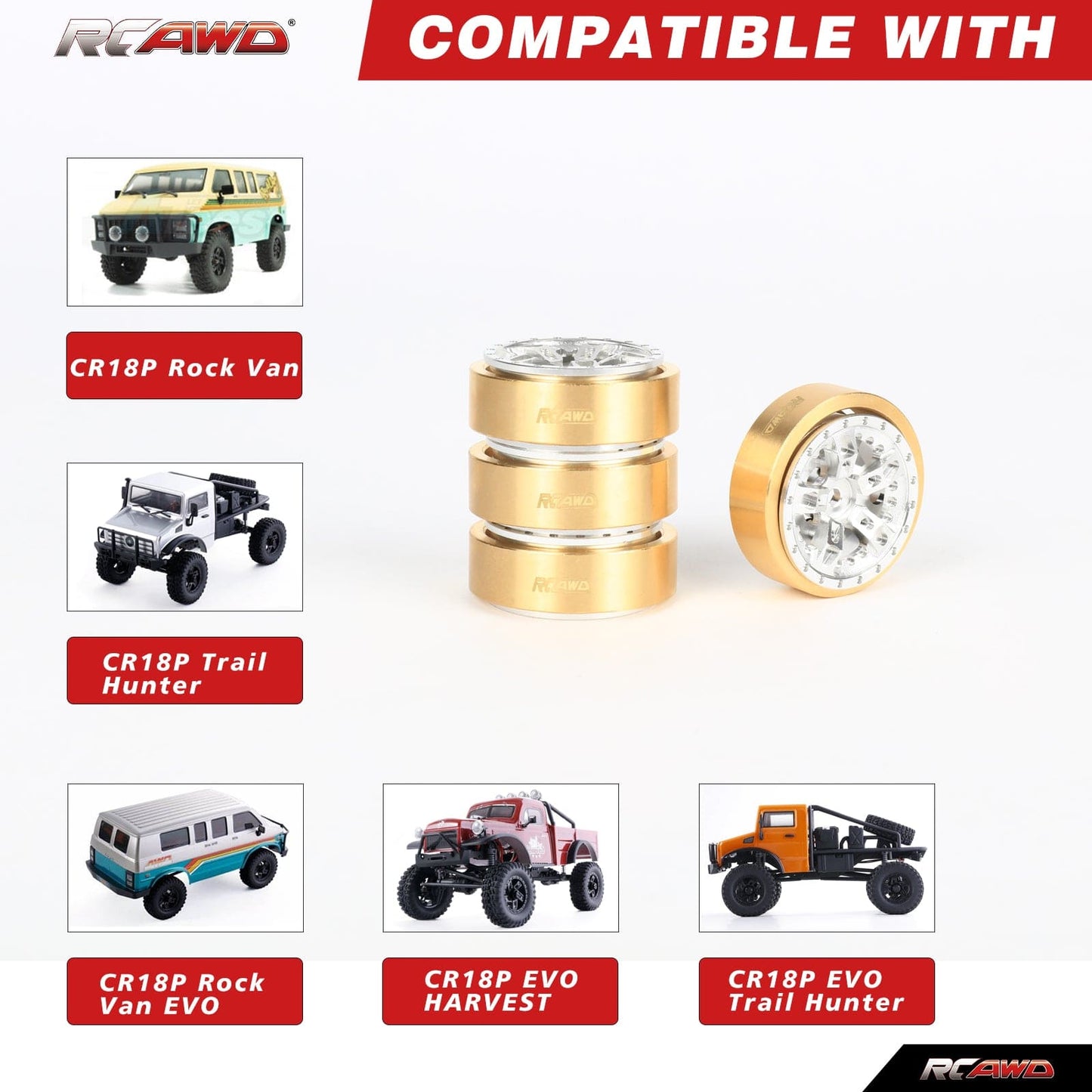 RCAWD HobbyPlus CR18P RCAWD HobbyPlus 1.2" Beadlock Wheel Rim 40g/pc for HobbyPlus 1/18 4WD Upgrade Parts