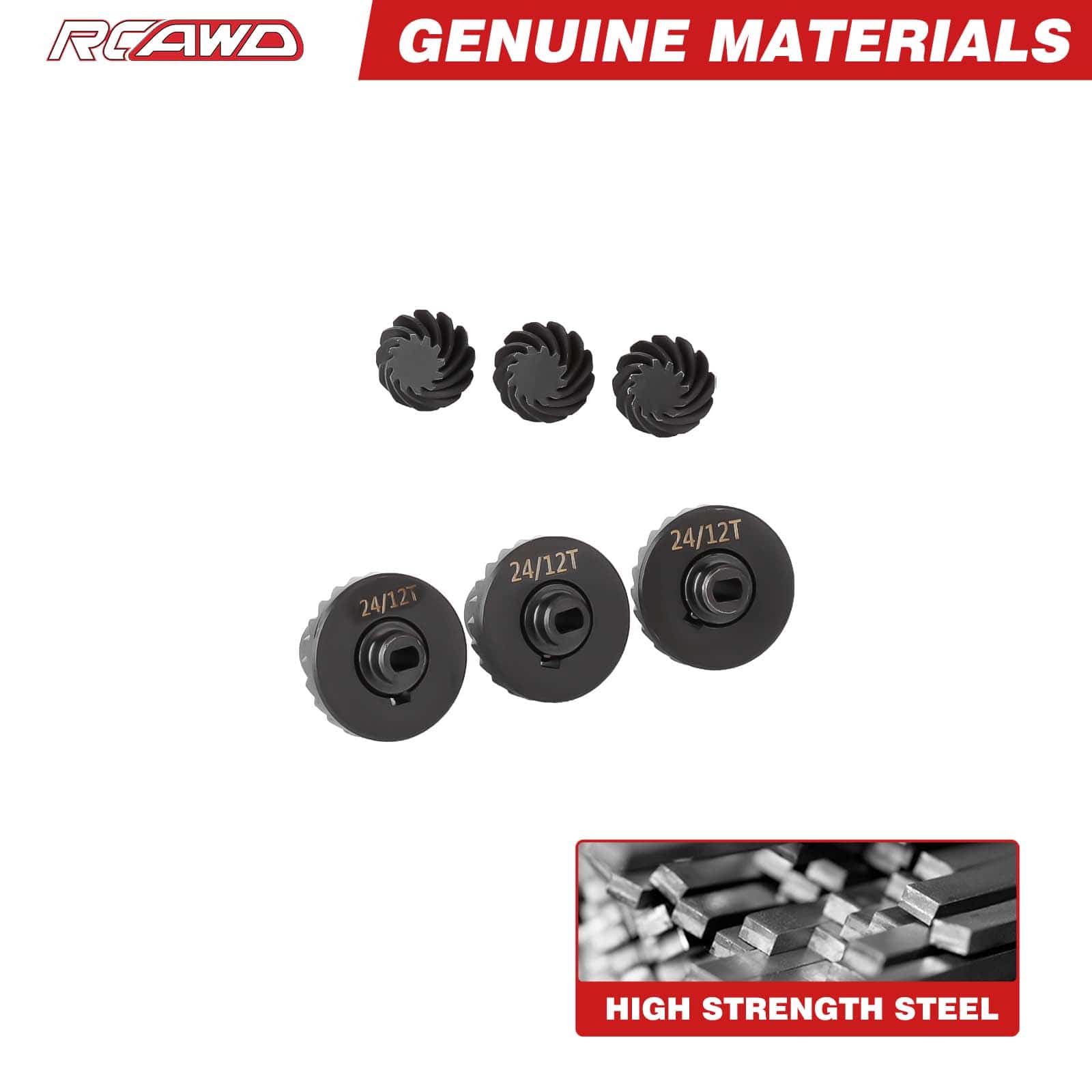 RCAWD HobbyPlus CR18P RCAWD HobbyPlus CR18P ARKTOS 24T 12T Front Rear Axle Helical Spiral Bevel Gear