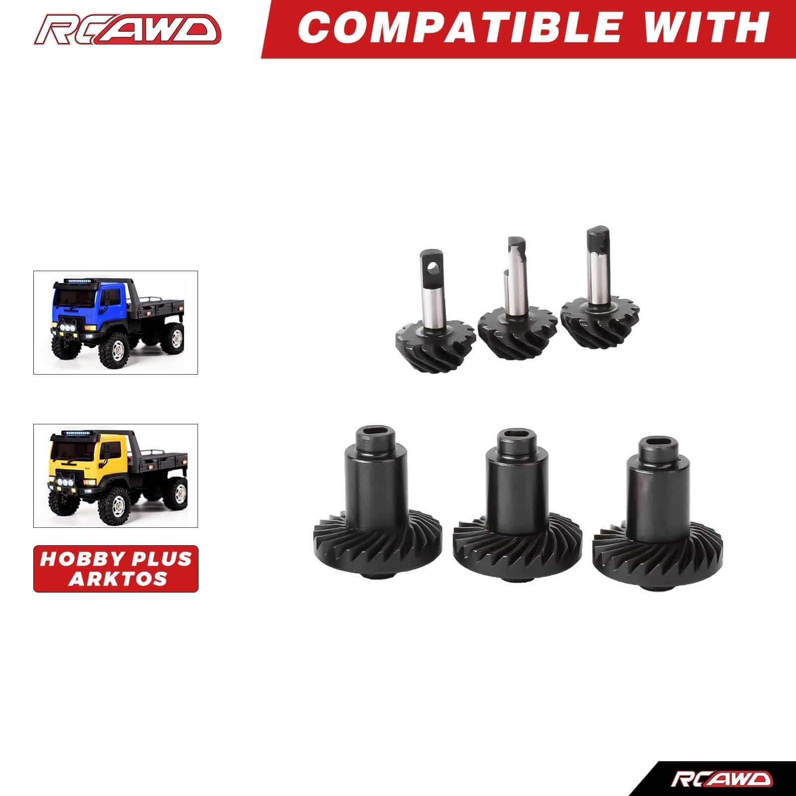 RCAWD HobbyPlus CR18P RCAWD HobbyPlus CR18P ARKTOS 28T 11T Front Rear Axle Helical Spiral Bevel Gear