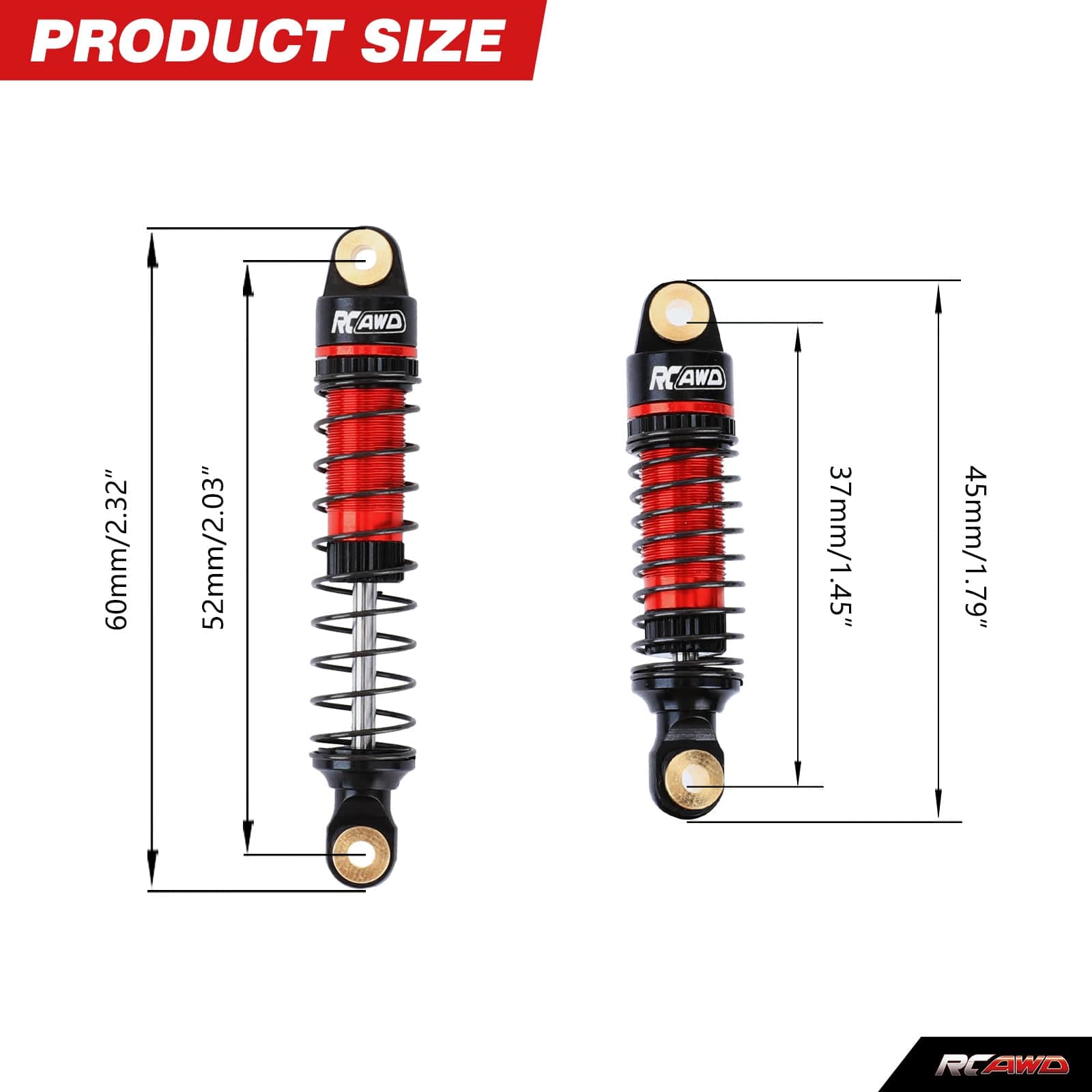 RCAWD HobbyPlus CR18P RCAWD HobbyPlus CR18P ARKTOS Oil-filled Shock Absorbers Damper Set with 12/pc replacement Spring