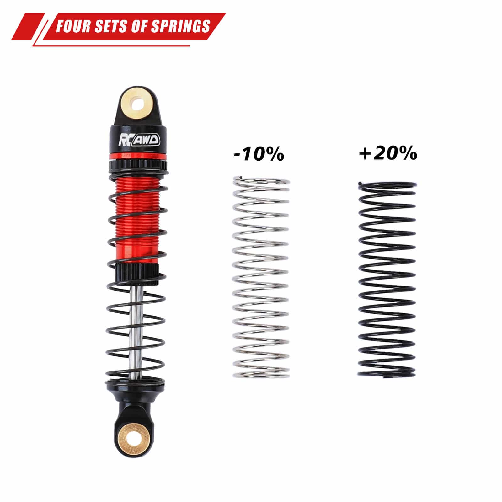 RCAWD HobbyPlus CR18P RCAWD HobbyPlus CR18P ARKTOS Oil-filled Shock Absorbers Damper Set with 12/pc replacement Spring