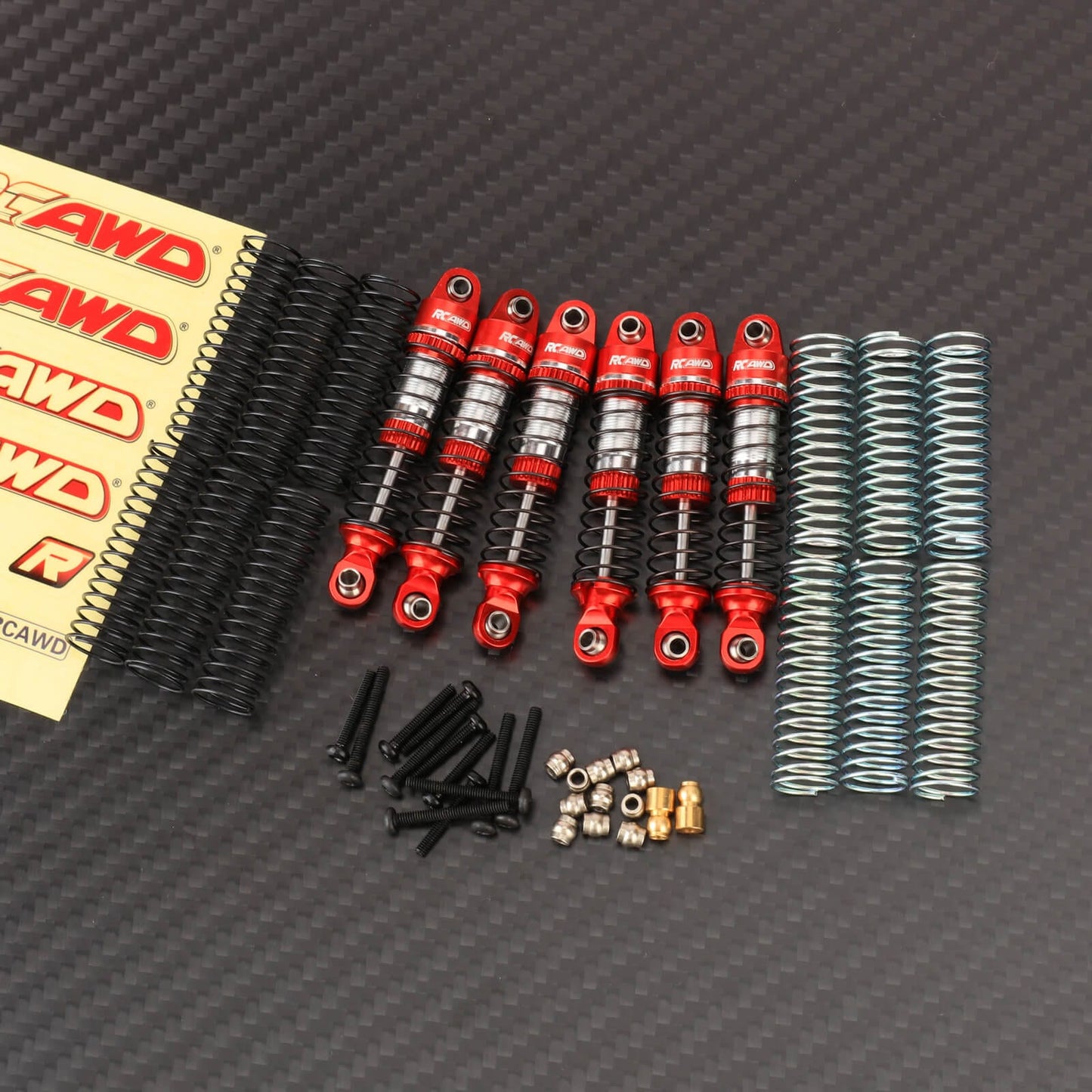 RCAWD HobbyPlus CR18P Red RCAWD HobbyPlus CR18P ARKTOS Oil-filled Shock Absorbers Damper Set with 12/pc replacement Spring