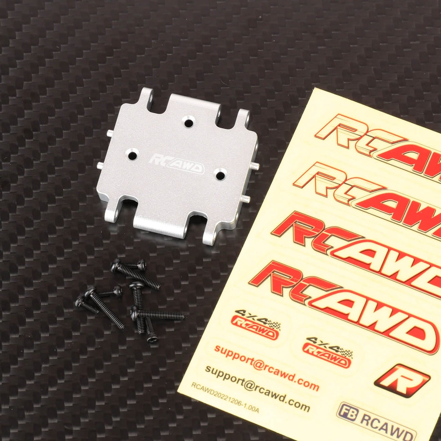 RCAWD HobbyPlus CR18P Silver RCAWD HobbyPlus CR18P ARKTOS Metal Center Gearbox Mount Skid Plates Upgrade Parts