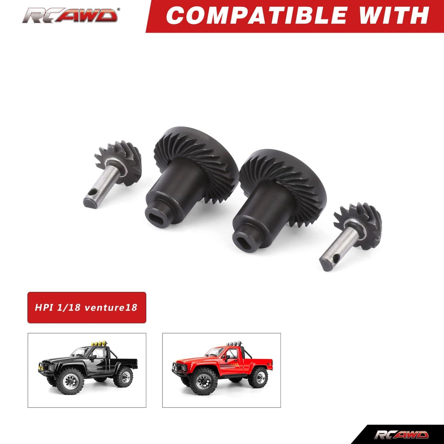 RCAWD HPI 1/18 Venture18 28T Bevel Gear RCAWD HPI Venture18 Front Rear Axle 28T Helical Overdrive Gears With 11T Input Gear
